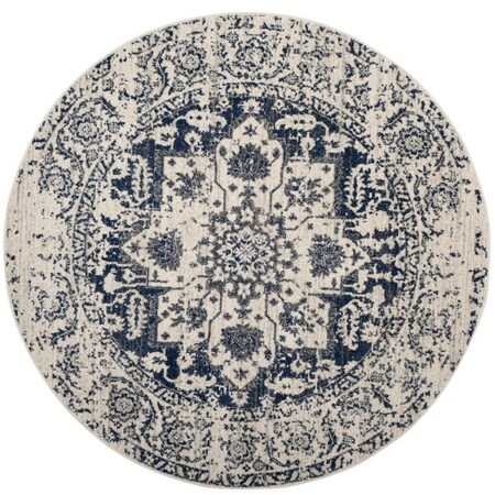 Safavieh 4 x 4 ft. Madison Power Loomed Round Area RugCream & Navy MAD603D-4R